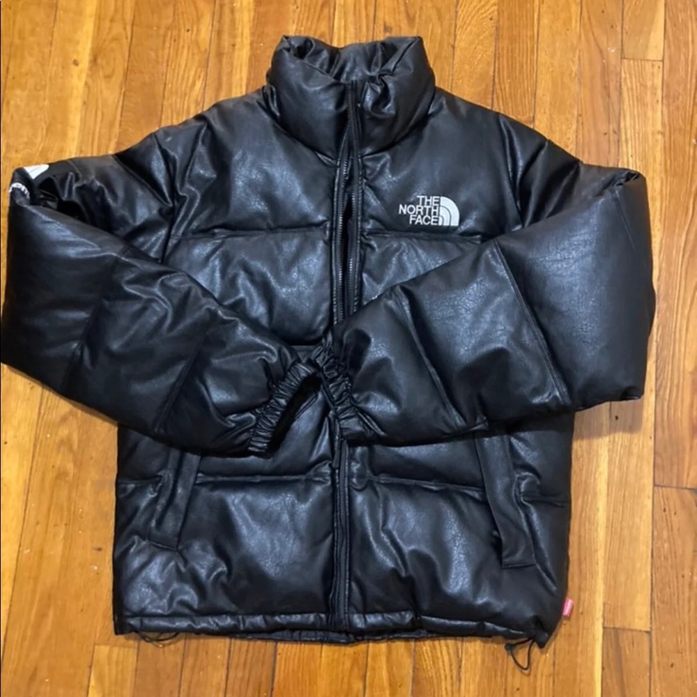 Supreme x The North Face Black Leather Nuptse Jacket L
